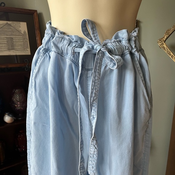 BLUE SPICE HIGH WAISTED PAPERBAG 100% LYOCELL JOGGERS SIZE XL CHAMBRAY - Picture 3 of 14